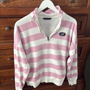 Abercrombie & Fitxh Pink and White Striped Women's Top